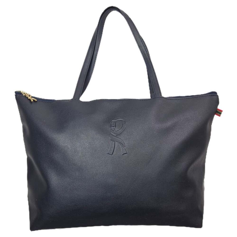 Roberta di Camerino Navy Blue Vegan Leather Tote Bag with Gold Hardware Medium